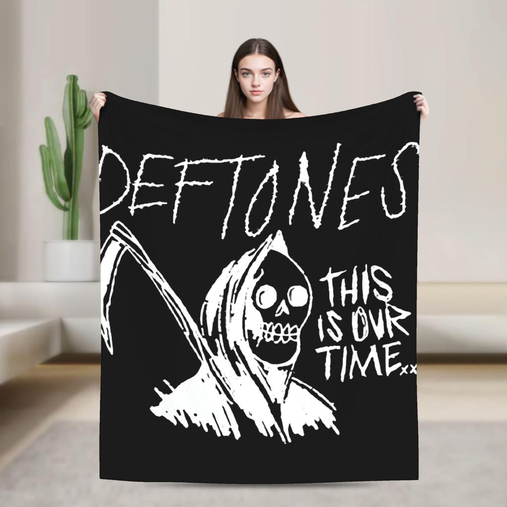 D-Deftoness Nu Metal Throw Blanket Warm Soft Flannel For Girls Boys Airplane Travel Couch Bed Comfortable Sofa Cover