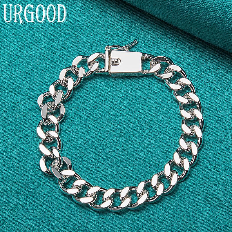 Браслет с боковой цепочкой из стерлингового серебра 925 пробы, 10 мм, модные ювелирные изделия