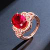 BELLA BOX Классические кольца для женщин с овальной формой, рубиновые драгоценные камни, цвет розового золота, очаровательные женские ювелирные изделия, подарок