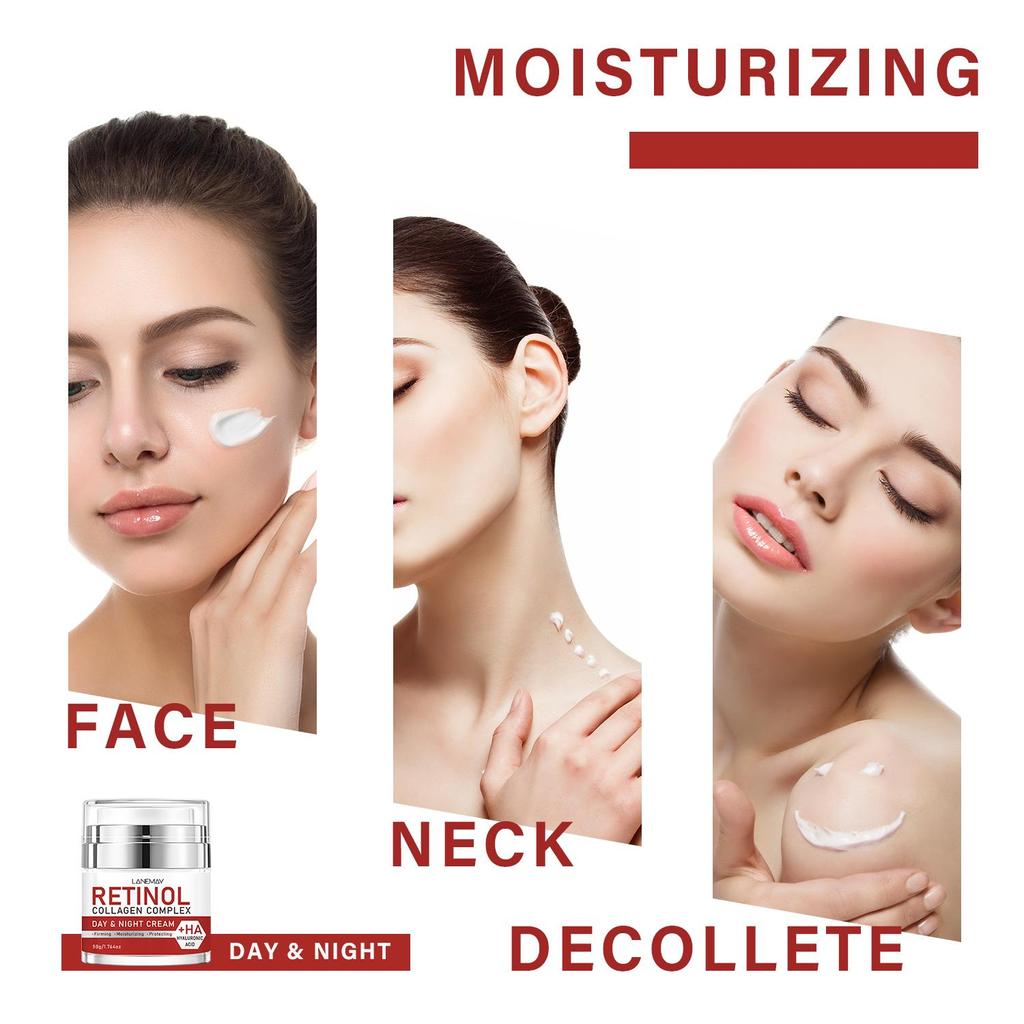 Увлажняющий крем с ретинолом для дня и ночи - Увлажняет сухую кожу, уменьшает мелкие и глубокие морщины, выравнивает тон кожи - Увлажняющий крем для лица для всех типов кожи, 50 г