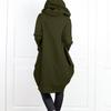 Women's Fashion Casual Solid Color Hooded Pocket Long Sweatshirt With Zipper, Mid-Length Fake Two-Piece Loose Coat
