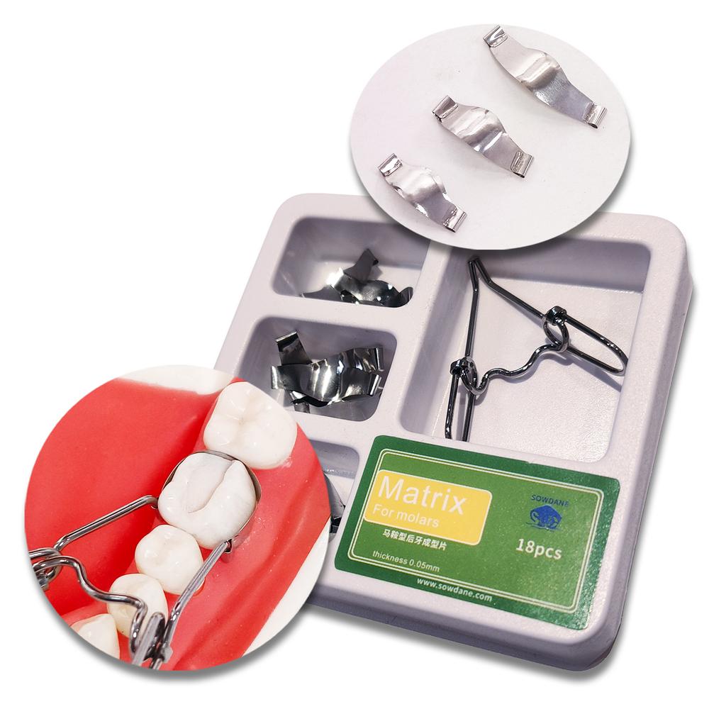 18 шт./набор стоматологических седловидных контурных металлических матриц, набор стоматологических секционных матриц, универсальный набор с пружинным зажимом