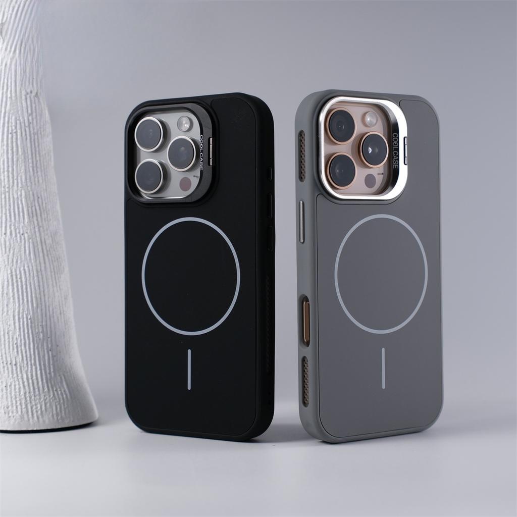 Applicable To IPhone 17 Matte Thin Circle Magnetic Suction Phone Case Apple 16 Heat Dissipation Frame Lens Guidance Protective Case 15