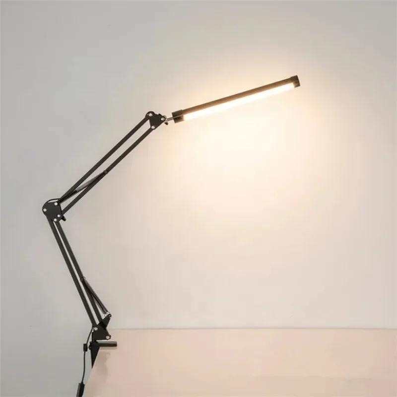 Современная простая детская настольная лампа с зарядкой через USB, регулируемая настольная лампа с зажимом для учебы и учебы