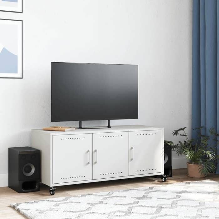 VidaXL TV Cabinet, Television Stand with Doors, TV Stand with Storage Living Room, White 100.5x39x43.5 846649