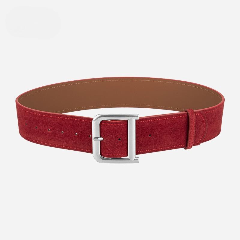 Frosted Reverse Velvet Women's Belt Alloy D-buckle Versatile Jeans Skirt High-end Genuine Leather Belt for Women