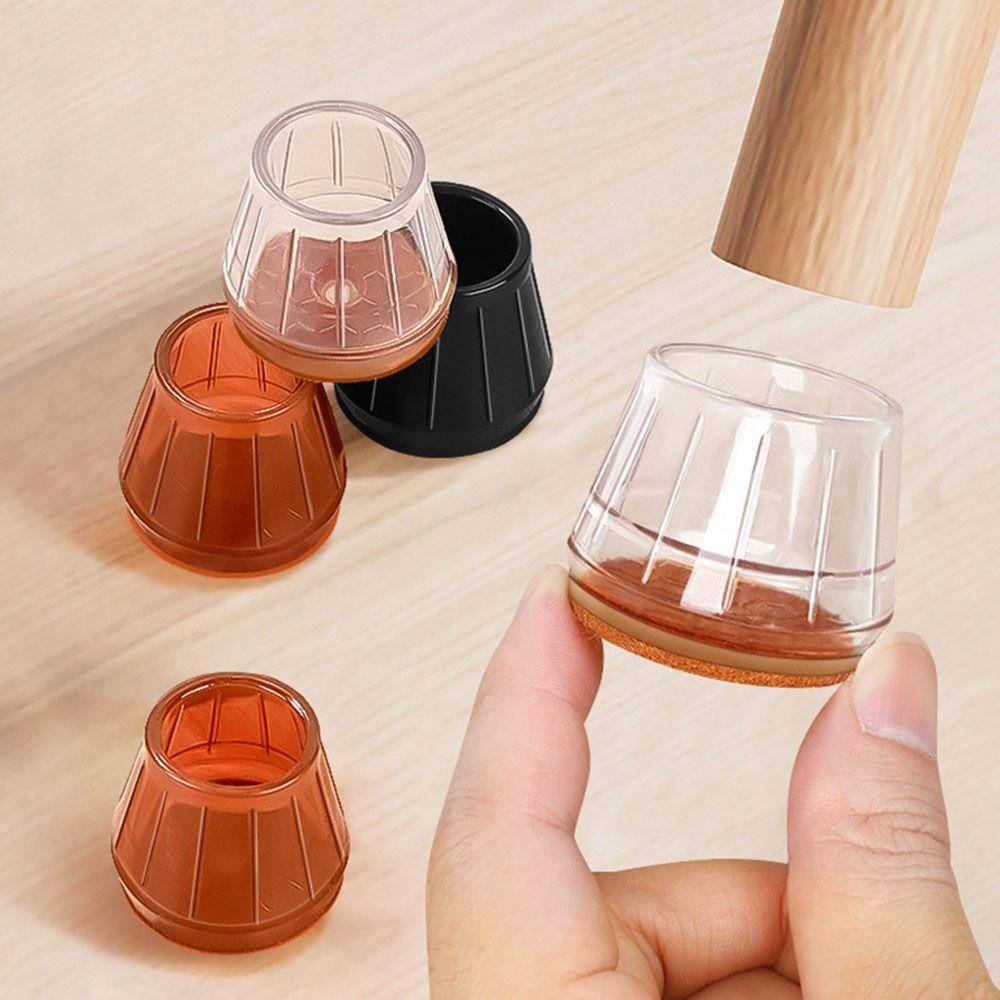 4pcs Noise Prevention Chair Leg Protector Thicked Scratch-proof Leg Cover Silicone  Furniture Pads