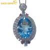 925 Sterling Silver 13*18MM Natual Sky Blue Topaz Pendant Necklace for Women Cocktail Party Fine Jewelry