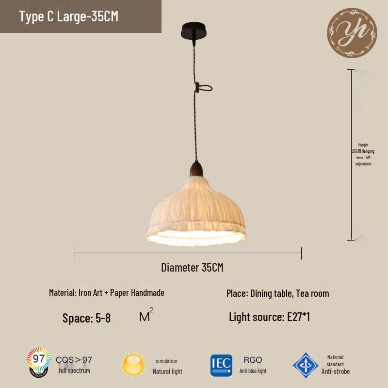 Japanese Wabi-Sabi Paper Art Pendant Light for Tea Room, Zen Homestay, Cafe, Bar Counter, and Entrance Decor.