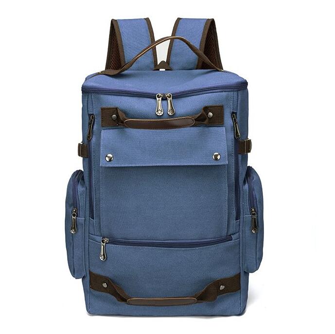 Мужской холст рюкзак открытый сплошной цвет большой емкости для отдыха многоцелевая дорожная сумка