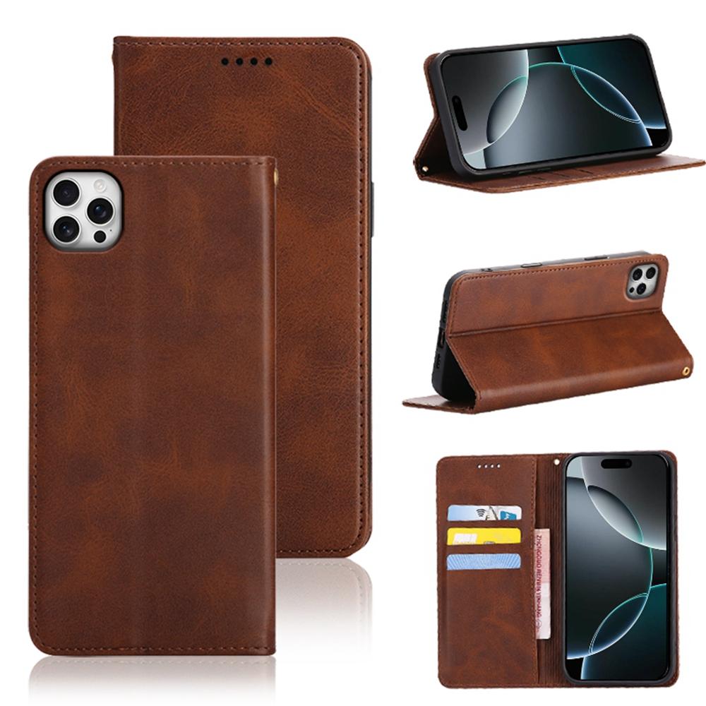 Для iPhone 14 Pro Чехол-кошелек из телячьей кожи с текстурой, чехол для телефона со скрытой магнитной застежкой