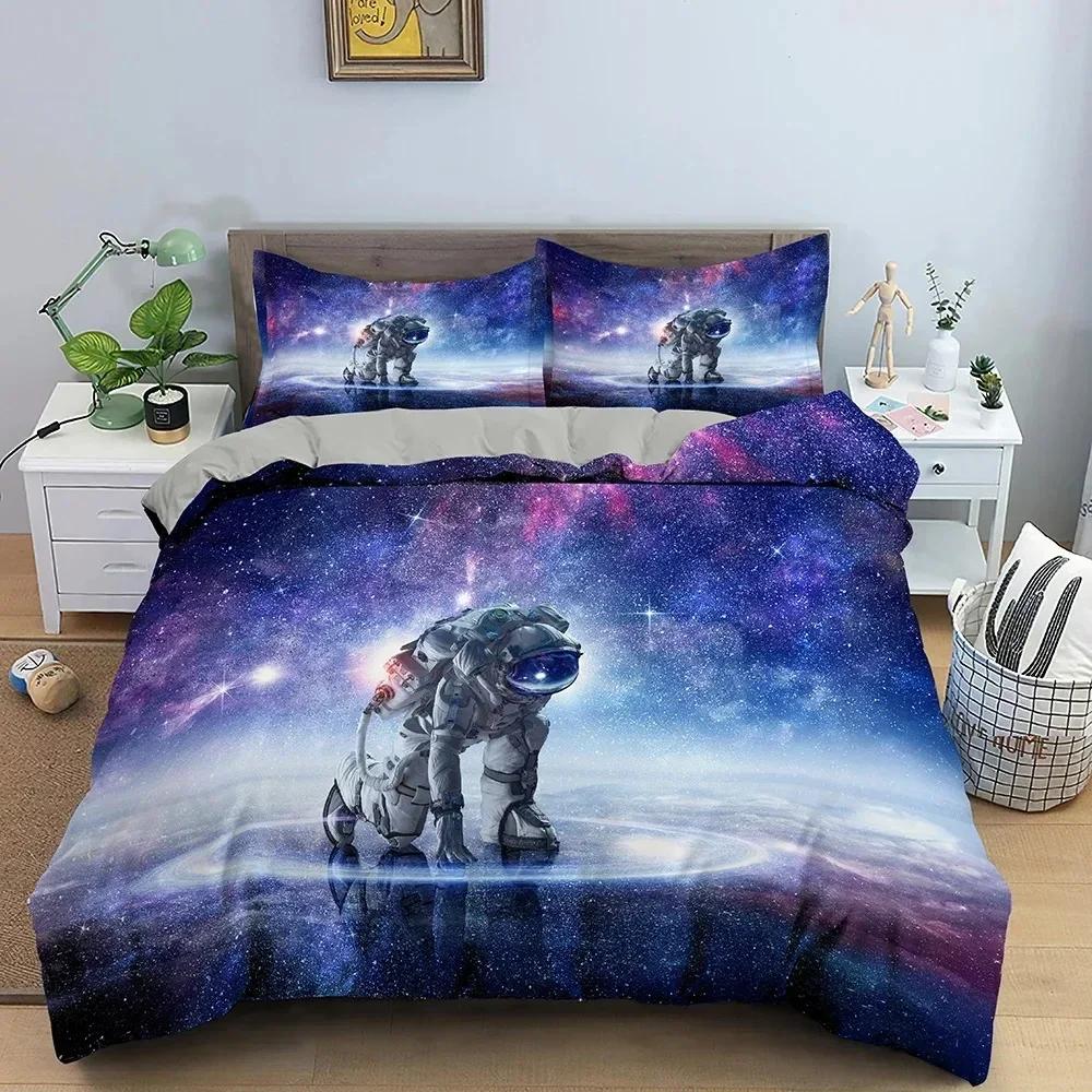 3D Astronaut Design Bedding Sets Spaceman Pattern Print Duvet Cover Set Single/Twin Size Space Scenery Theme Gifts For Kids