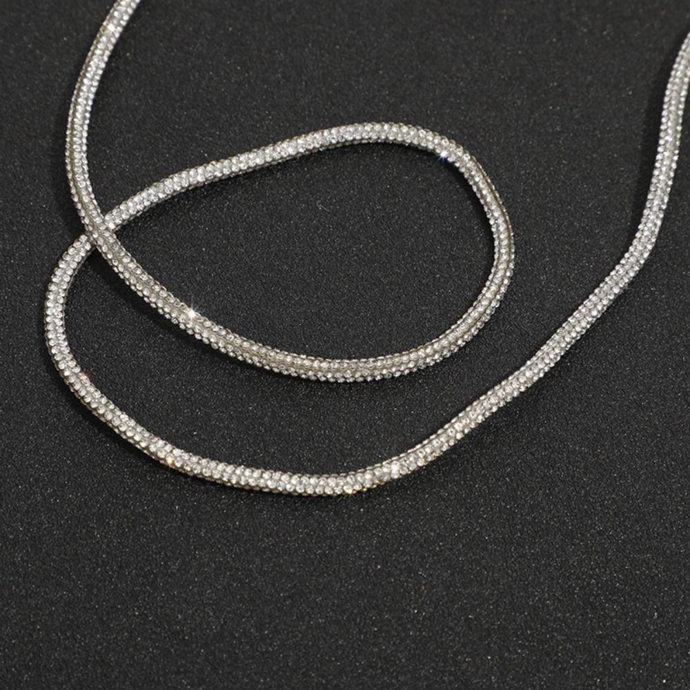 2 Yards Bling Rhinestones Round Cord Crystal Material Decor Universal DIY Shoelaces Bag Strap