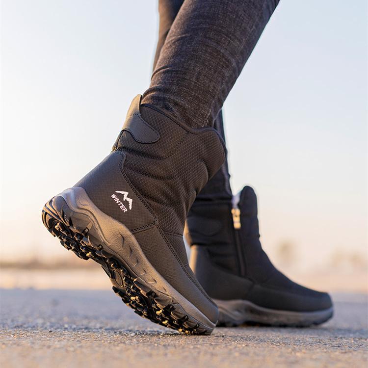 Утолщенные теплые нескользящие плюшевые хлопковые туфли, новые женские водонепроницаемые зимние ботинки на молнии