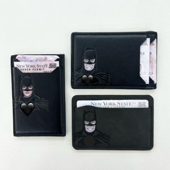 Superhero Face ID Wallet Card Wallet with Bat Superhero Face Eyes Cutout 3-Slot ID Card Holder Birthday Gift for Superhero Fans