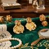 Винтажные Металлические Серьги-Гвоздики с Рисунком Волна и Лепесток для Женщин Модные Простые Элегантные Текстурные Серьги с Шармом из Страз Женские Украшения
