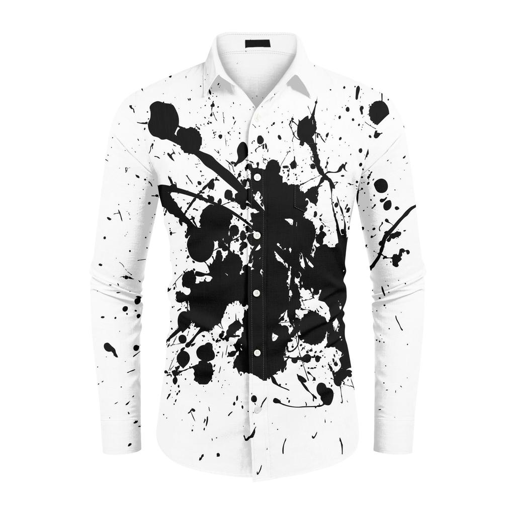 Men'S Casual Loose Fitting Long Sleeved Shirt Fashionable Lapel Shirt Top