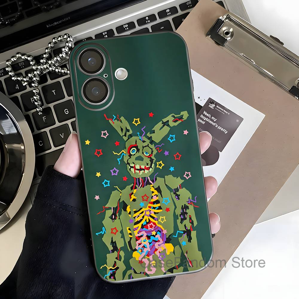Милый F-FnafS Для iPhone 17,16,15,14,13,12,11,Pro,Max,Plus Прозрачный серый Чехол для телефона Магнитная Беспроводная Зарядка