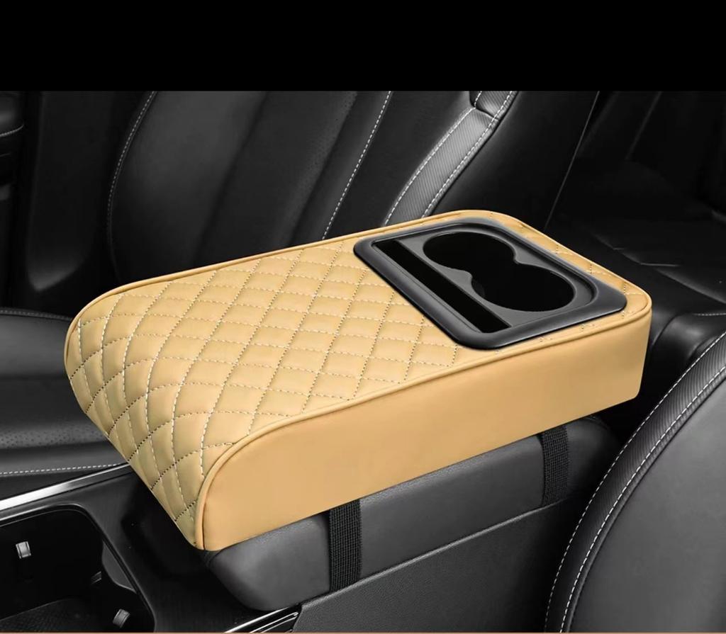 Подлокотник центральной консоли автомобиля с двумя подстаканниками, подлокотник из искусственной кожи, портативный чехол для подушки сиденья автомобиля, регулировка высоты