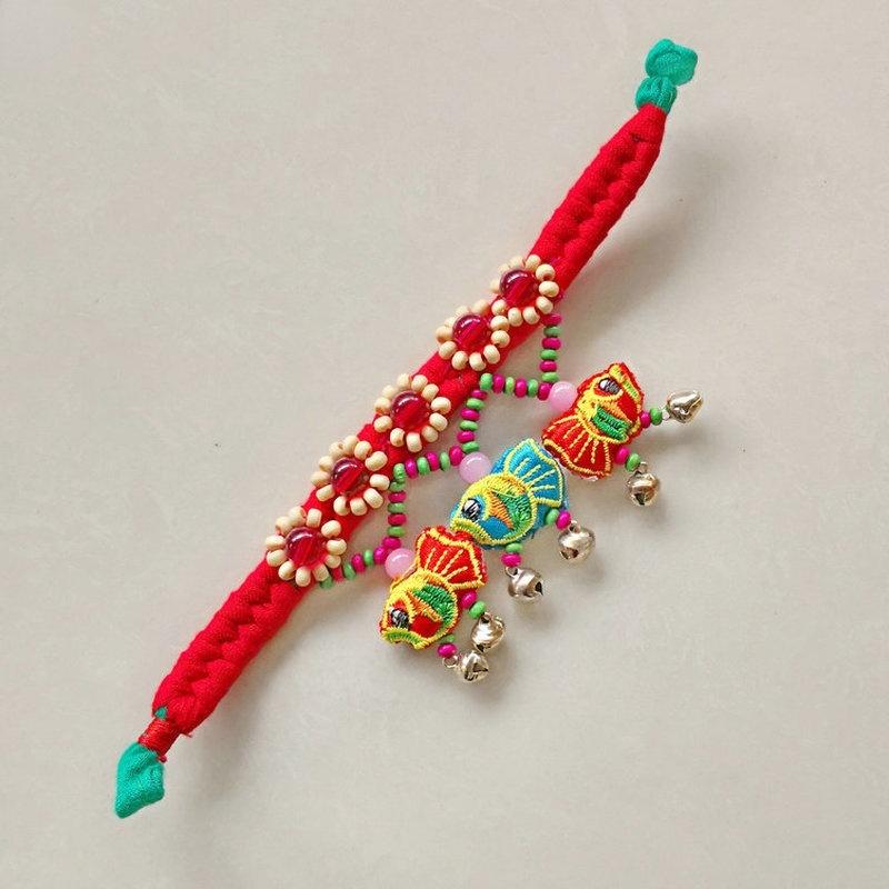 1 PCS Chinese Ethnic Style Handmade Cloth Art Dragon Boat Festival Children's Bracelet Dance Performance Accessories Lucky Bracelet Braided Rope