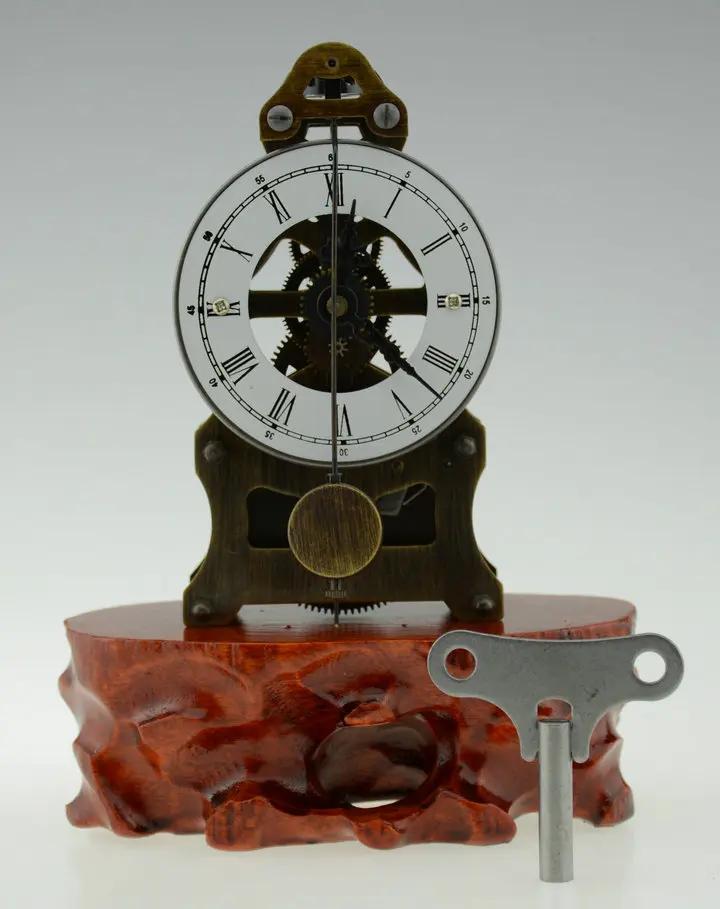 Металлические механические настольные часы, Римские настольные часы, Деревянная основа, Эстетичное украшение комнаты, Мебельные украшения, Аксессуары для интерьера