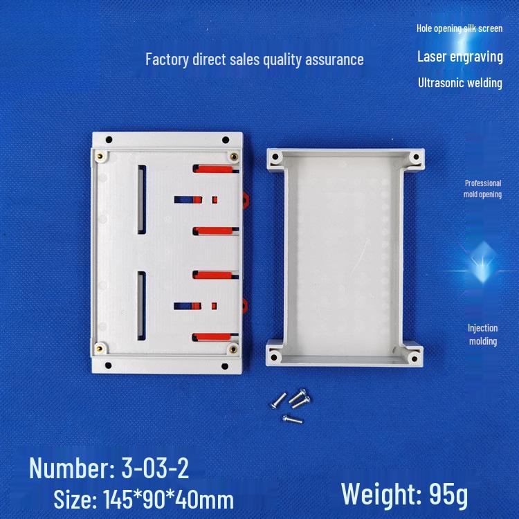 Gray/White Standard DIN Rail Control Enclosure Instrument Chassis with Solid Top Cover (No Holes) - Model 3-03-2:1459040.