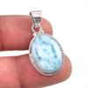 Natural Republic Larimar Gemstone Handmade 925 Solid Silver Pendant 1.5" T0q78