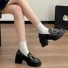 Queen Fan Brown British Style Thick High Heel Small Leather Shoes Women's 2025 New Autumn Height Increase Soft Sole Loafers