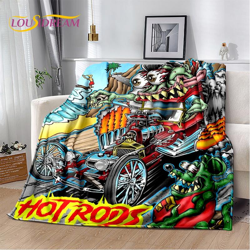 Одеяло с изображением мотоцикла, автомобиля и забавной крысы Fink, мягкое одеяло для дома, спальни, кровати, дивана, пикника, путешествия, офиса