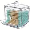 Transparent Plastic Cotton Swab Holder,Clear Cotton Pad Dispenser, Bathroom Organizer Accessory with Unique Design Organizer Box