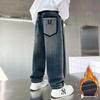 Джинсы на флисовой подкладке для мальчиков Весна-Осень 2025 - Повседневные длинные брюки для детей