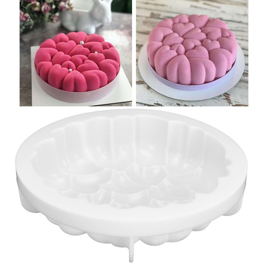 Embossed Heart Pattern Silicone Baking Mold Non Stick Surface Dessert Mold Cake Pan Home Kitchen