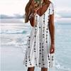 Summer Fashion Women's V Neck Short Sleeve Retro Style Printed  Dress Sex Short Skirt Dresses