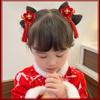 Детский парик с кисточками, заколка для волос, заколка для волос с красным бантом, милый китайский новогодний головной убор, детский головной убор