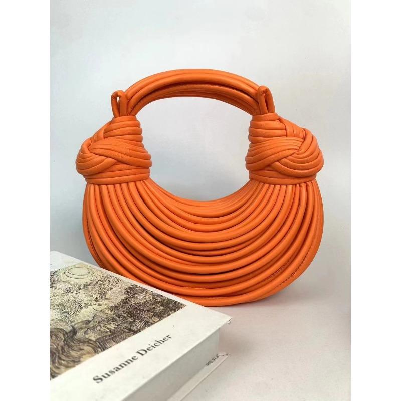 Hand Woven Knotted Noodles with Long Shoulder Straps Hand-wrapped Bag Light and Small