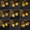 Flower Earrings for Women Faux Floral Studs Vintage Fashion Gold Color Earrings Jewelry