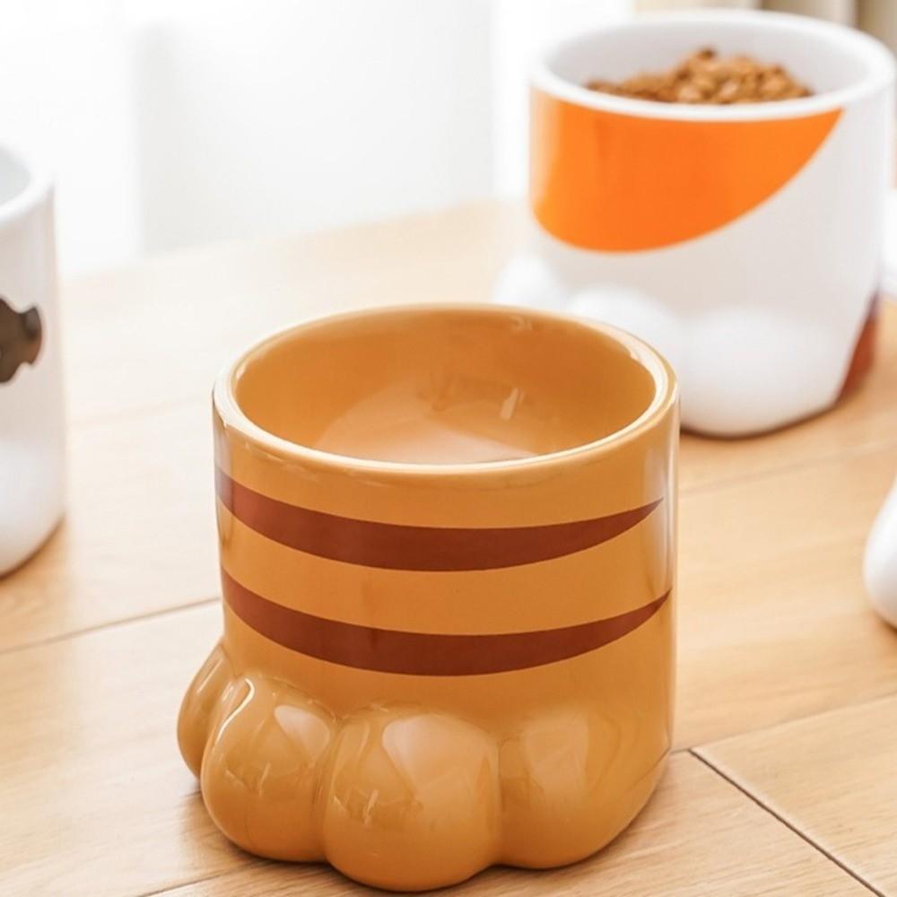 Slanted Mouth Ceramic Cat Bowl Large Capacity High Foot Bowl Drinking Bowl Water Bowl Pet Feeding