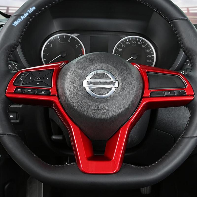 Auto Steering Wheel Button Sticker Cover Trim ABS For Nissan Rogue T32 / X-Trail 2017 - Red / Carbon Fiber Look Accessories