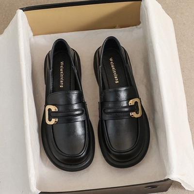 Женские новые весенне-осенние ретро туфли на плоской подошве из кожи на толстой подошве, повседневные туфли в британском стиле с мягкой подошвой и толстым каблуком