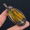 Tiger Eye Gemstone Pure Copper Wire Wrapped Handmade Pendant Jewelry