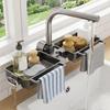 Plastic Sink Drain Rack Hanging Large Capacity Sink Faucet Organizer Adjustable Space Saving Soap Drainer Bathroom
