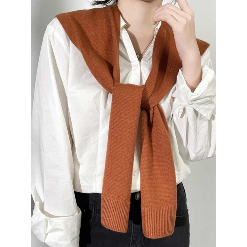 Autumn Knitted Shawl Women's Thin Outer with Small Vest, Spring and Autumn Knitted Sweater with Shoulder Scarf