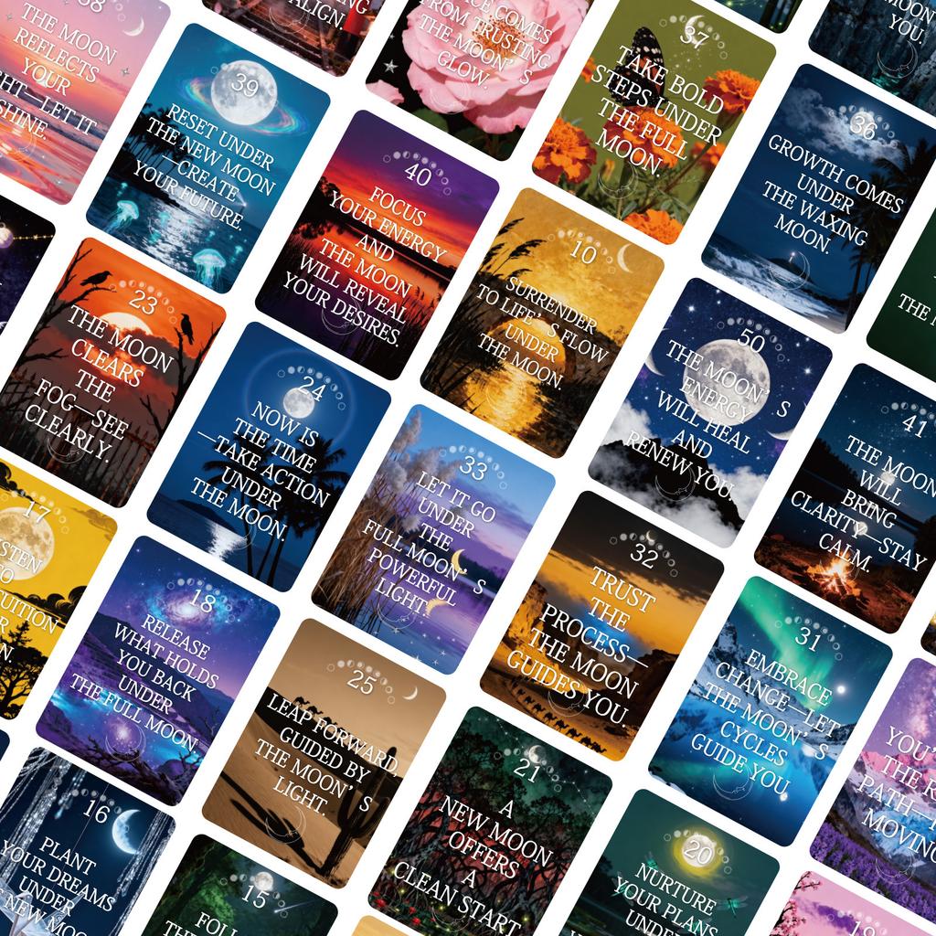 9*6.7см Мистическая Луна Оракул - 50 Карт для Духовного Руководства, Манифестации и Ритуалов Лунных Фаз