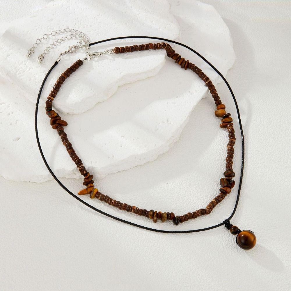 Pine Stone Double Layer Necklace Pendant Sweater Chain Fashion Necklaces for Men Men