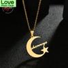 Goxijite Creative Name Necklace For Women Kid Personalized Moon Star Horizontal Pendant Necklaces Stainless Steel Jewelry Gift