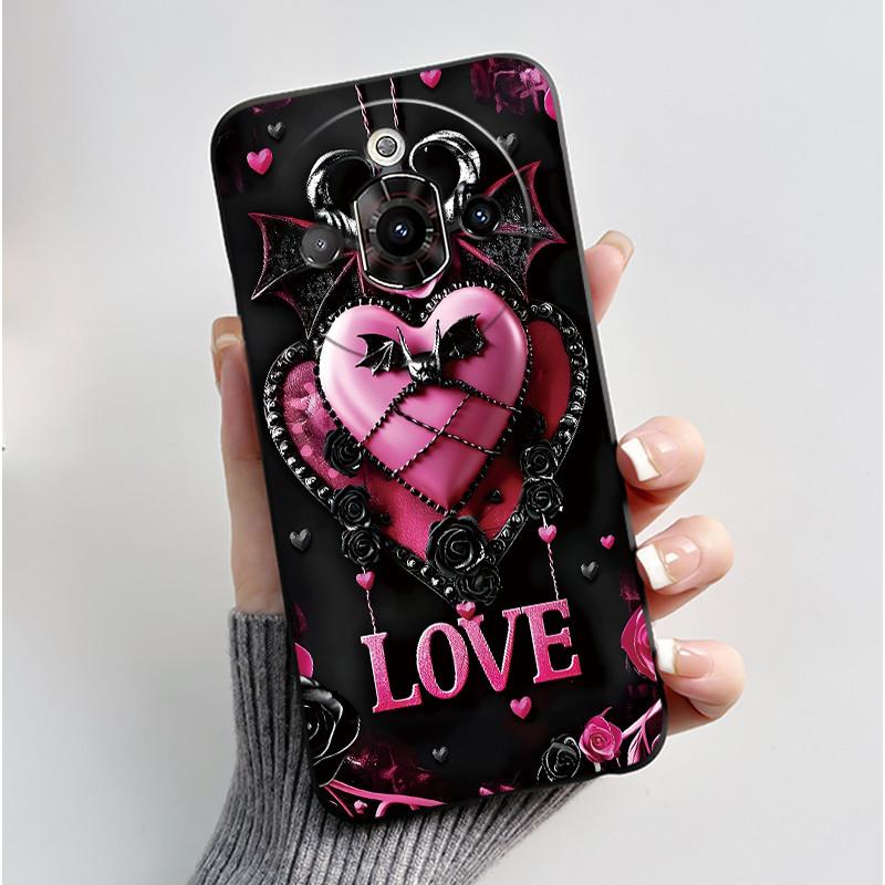 For ZTE Nubia Focus Pro 5G Case Z2351N Luxury Cute Heart Rabbit Soft TPU Silicon Matte Black Phone Casing Shockproof Back Cover