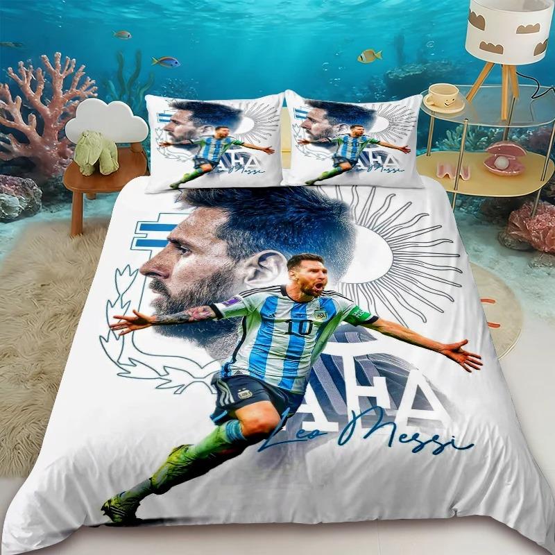 Fashion Duvet Cover Set Youth Football M-Messis Bedding Set Bedroom Decoration 2/3piece set Single/Double/Queen Large Size