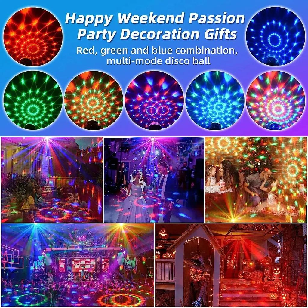 7 Colors Rotating Magical Stage Lights RGB Projection Lamp DJ Disco Ball Light for Home Party KTV Bar Stage Wedding Lighting