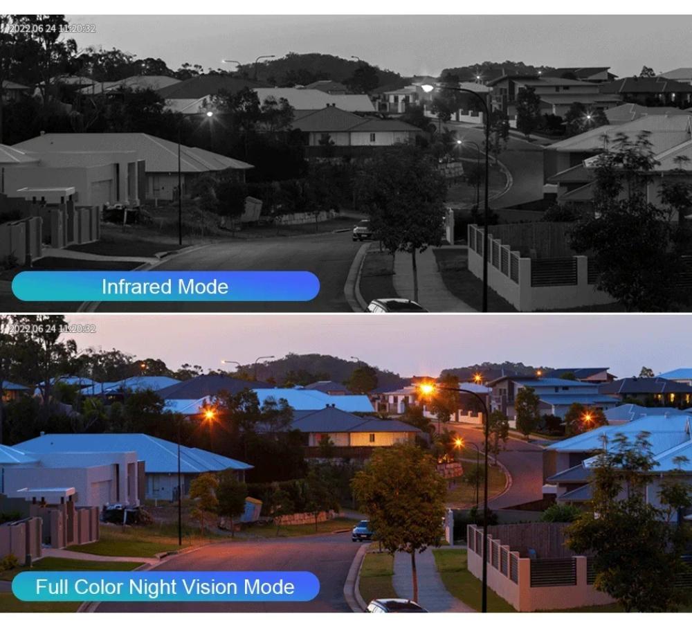 10K WiFi6 наружная камера 20MP 10X оптический зум Четырехэкранный Четырехобъективный PTZ Автоматическое отслеживание 6K Двойной объектив Водонепроницаемая система видеонаблюдения безопасности