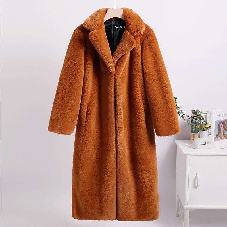 Однотонные плюшевые зимние пальто, женские длинные куртки из искусственного меха с лацканами, пушистая роскошная куртка из искусственного меха, женское пальто из искусственного натурального меха Тедди